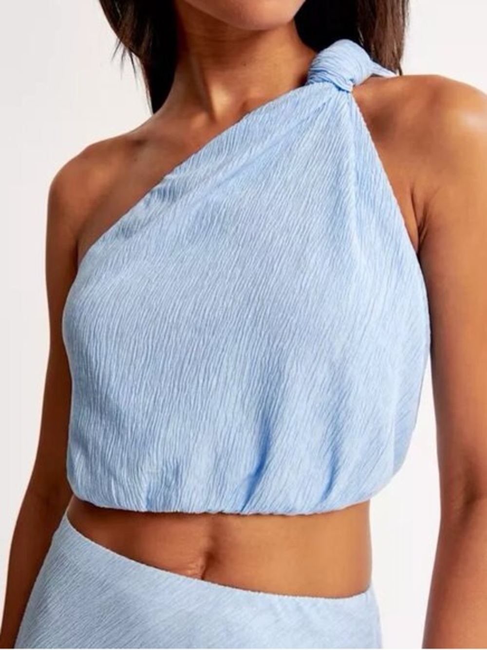 Abercrombie & Fitch Light Blue One-Shoulder Cropped Top